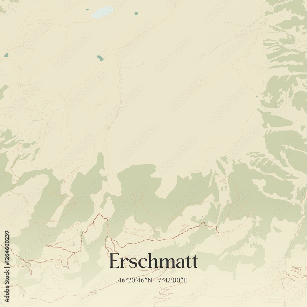 Fototapeta premium Vintage map of Erschmatt, Switzerland.
