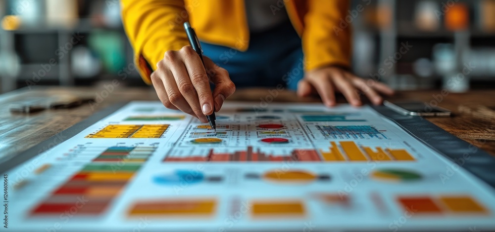Naklejka premium Businesswoman Analyzing Data Charts and Graphs