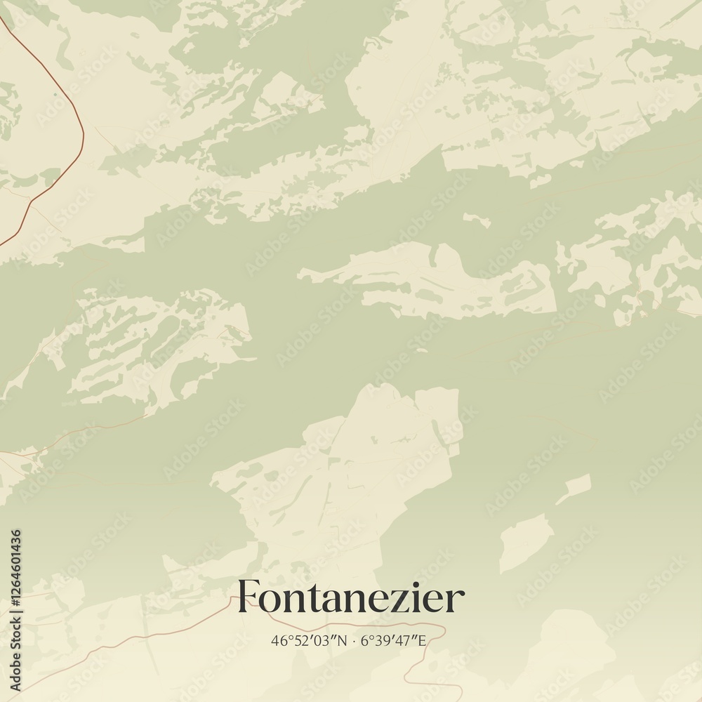 Obraz premium Vintage map of Fontanezier, Switzerland.