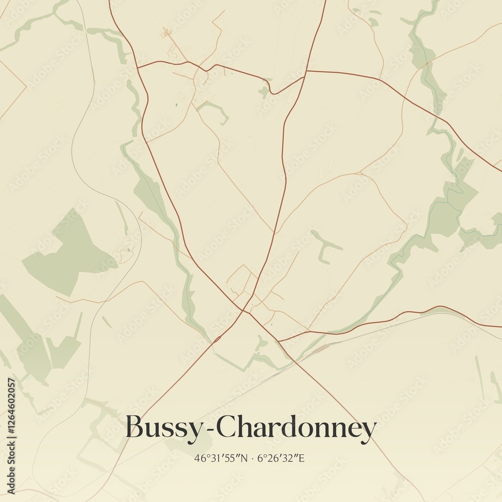 Obraz premium Vintage map of Bussy-Chardonney, Switzerland.