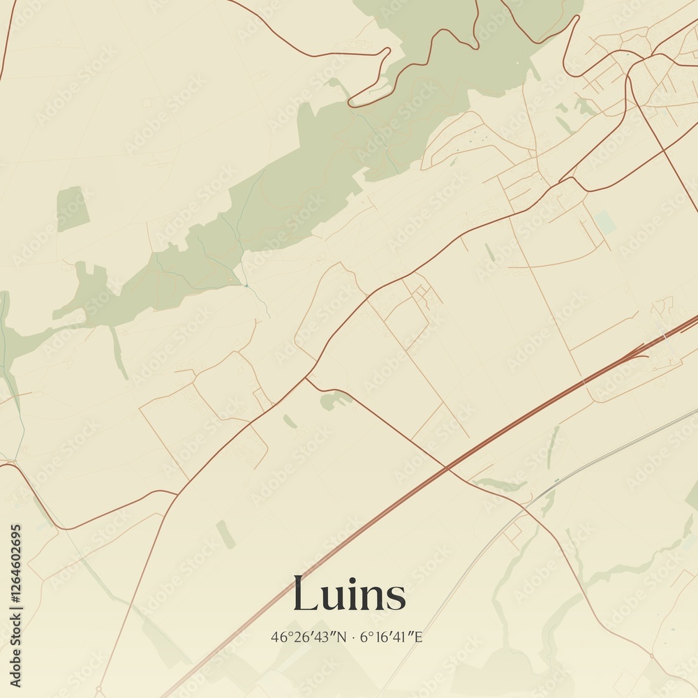 Naklejka premium Vintage map of Luins, Switzerland.