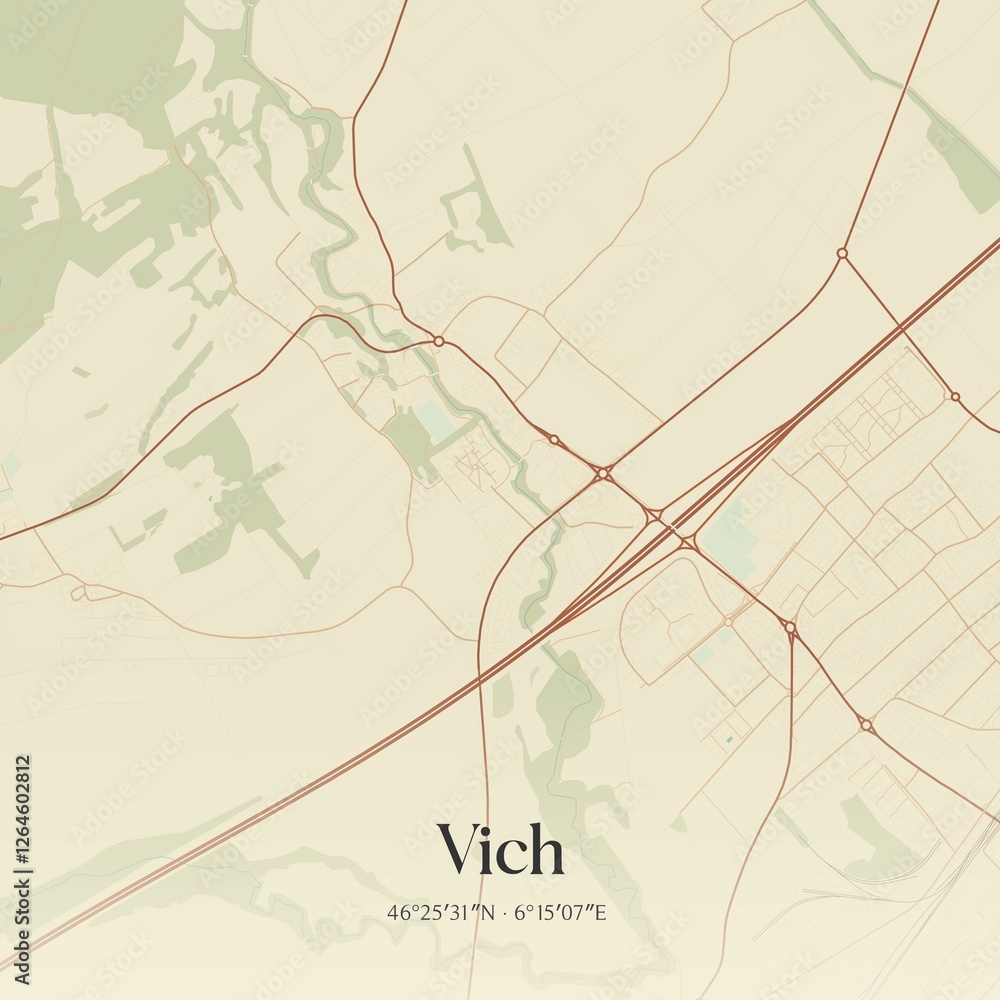 Obraz premium Vintage map of Vich, Switzerland.