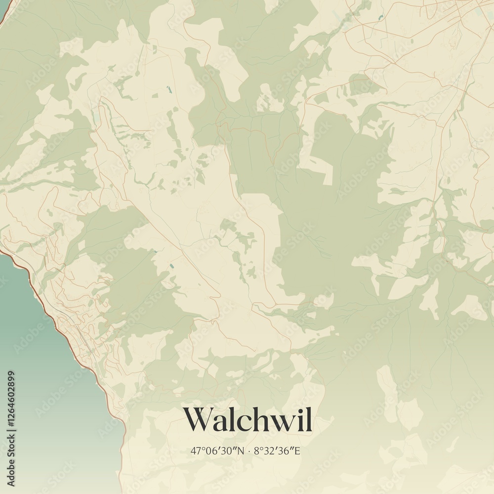 Obraz premium Vintage map of Walchwil, Switzerland.