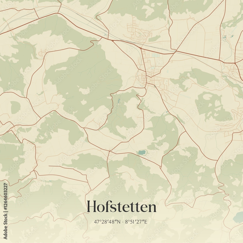Fototapeta premium Vintage map of Hofstetten, Switzerland.