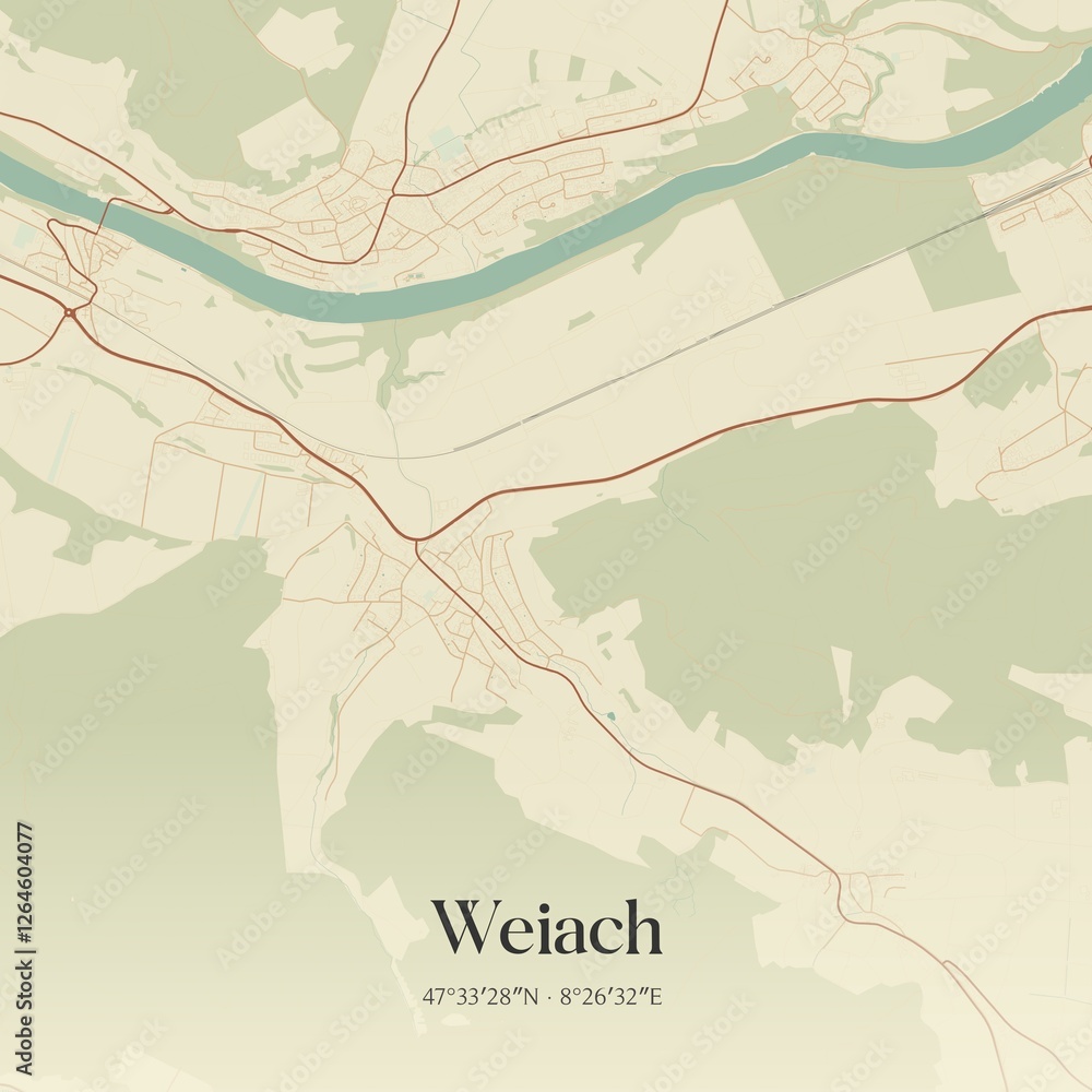 Obraz premium Vintage map of Weiach, Switzerland.