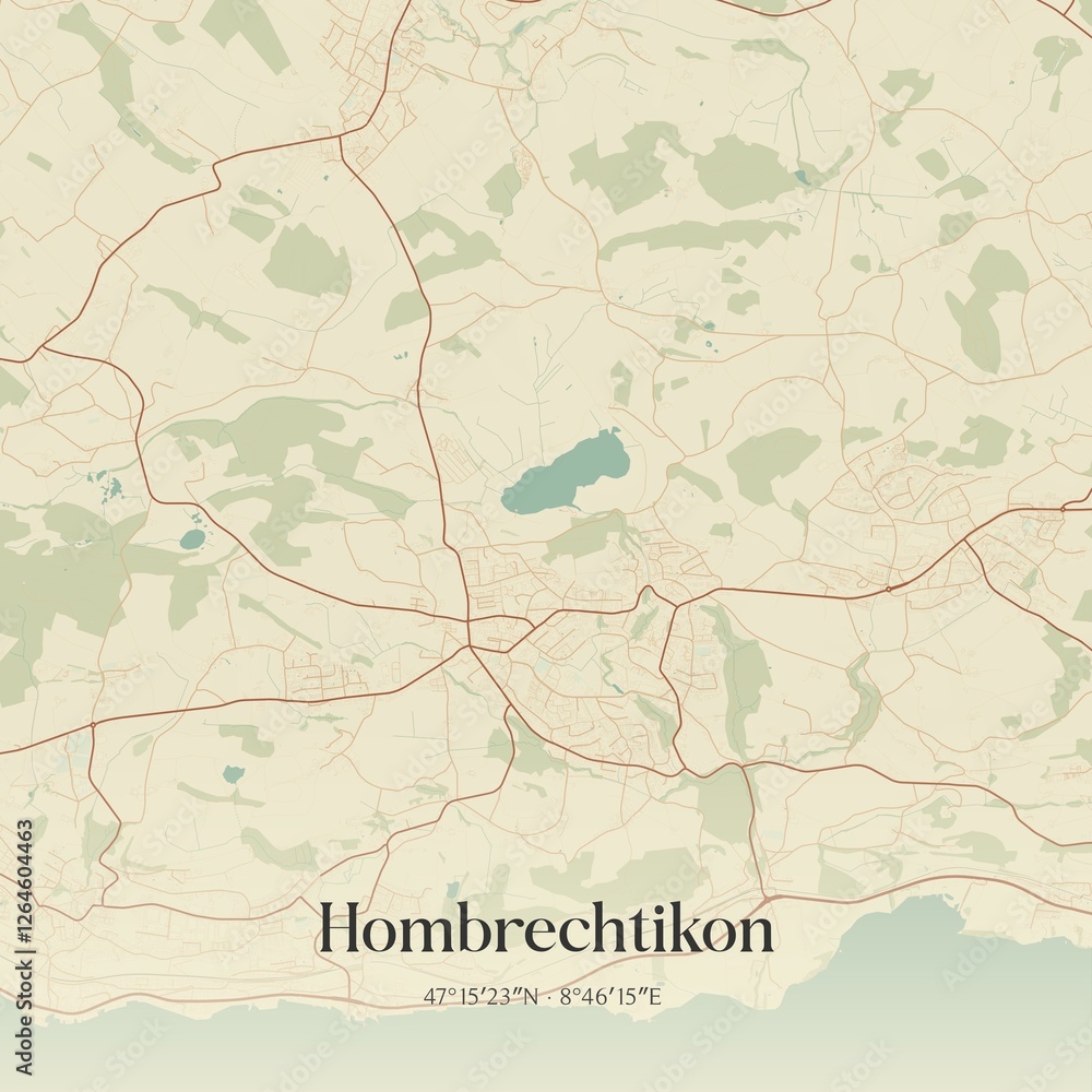Fototapeta premium Vintage map of Hombrechtikon, Switzerland.