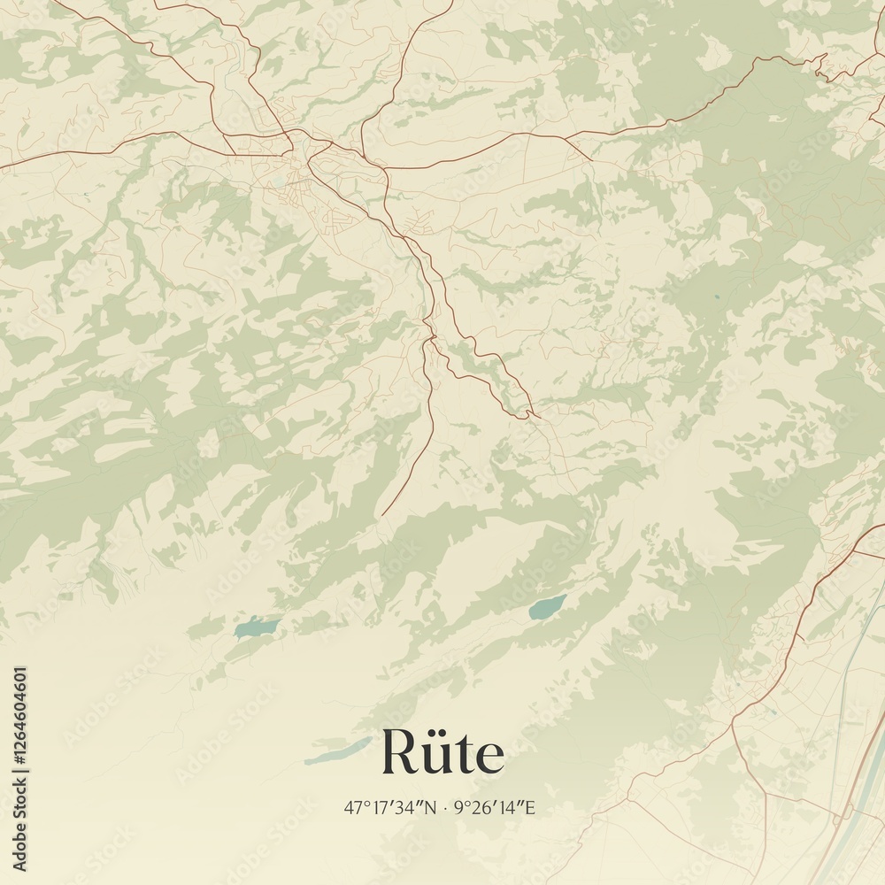 Fototapeta premium Vintage map of Rüte, Switzerland.