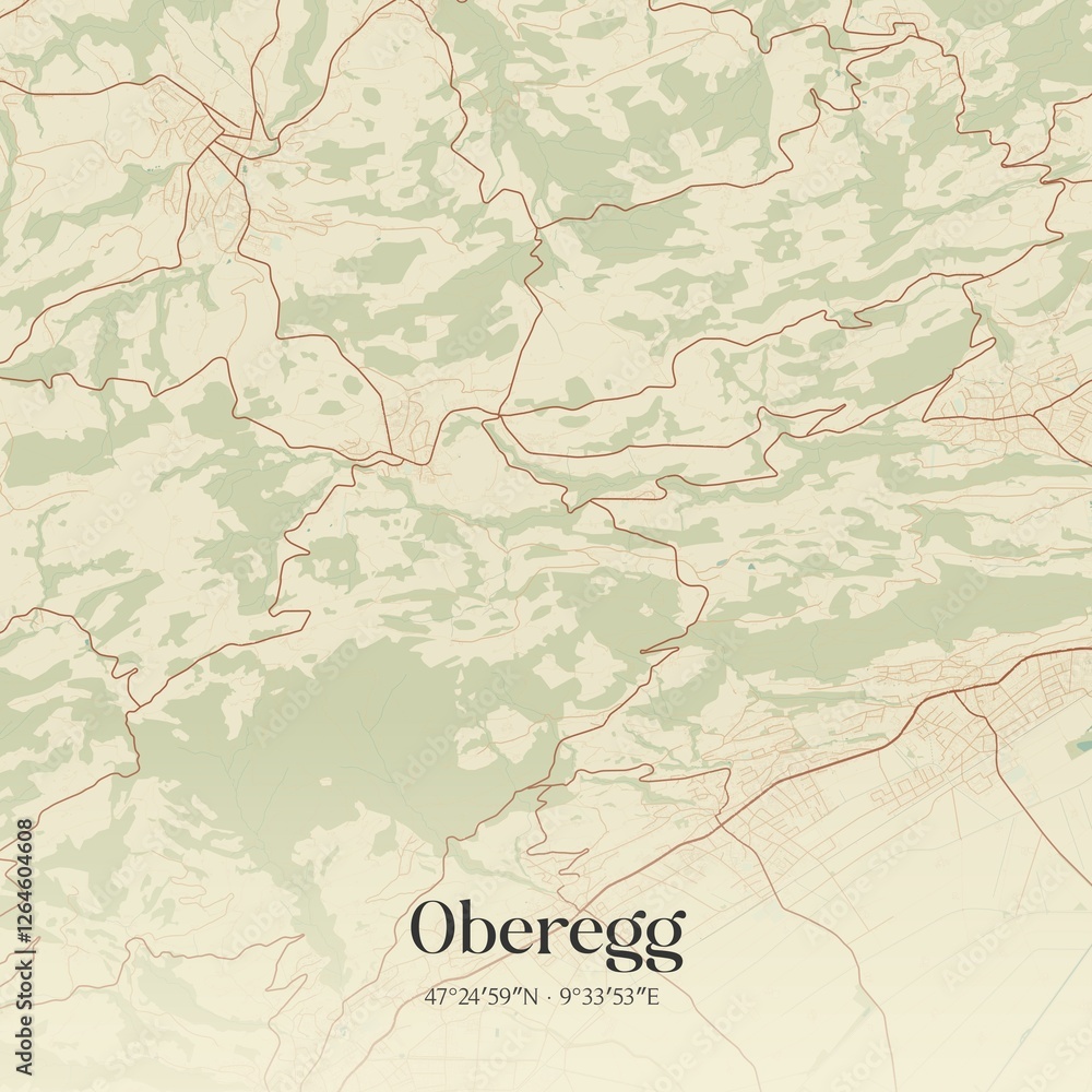 Fototapeta premium Vintage map of Oberegg, Switzerland.