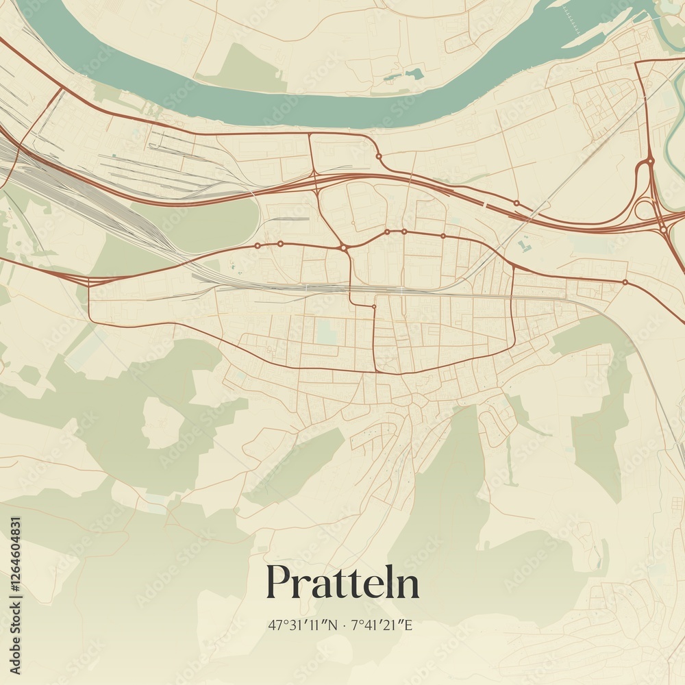Obraz premium Vintage map of Pratteln, Switzerland.