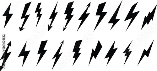 Collection of shock lightnins vector set illustration