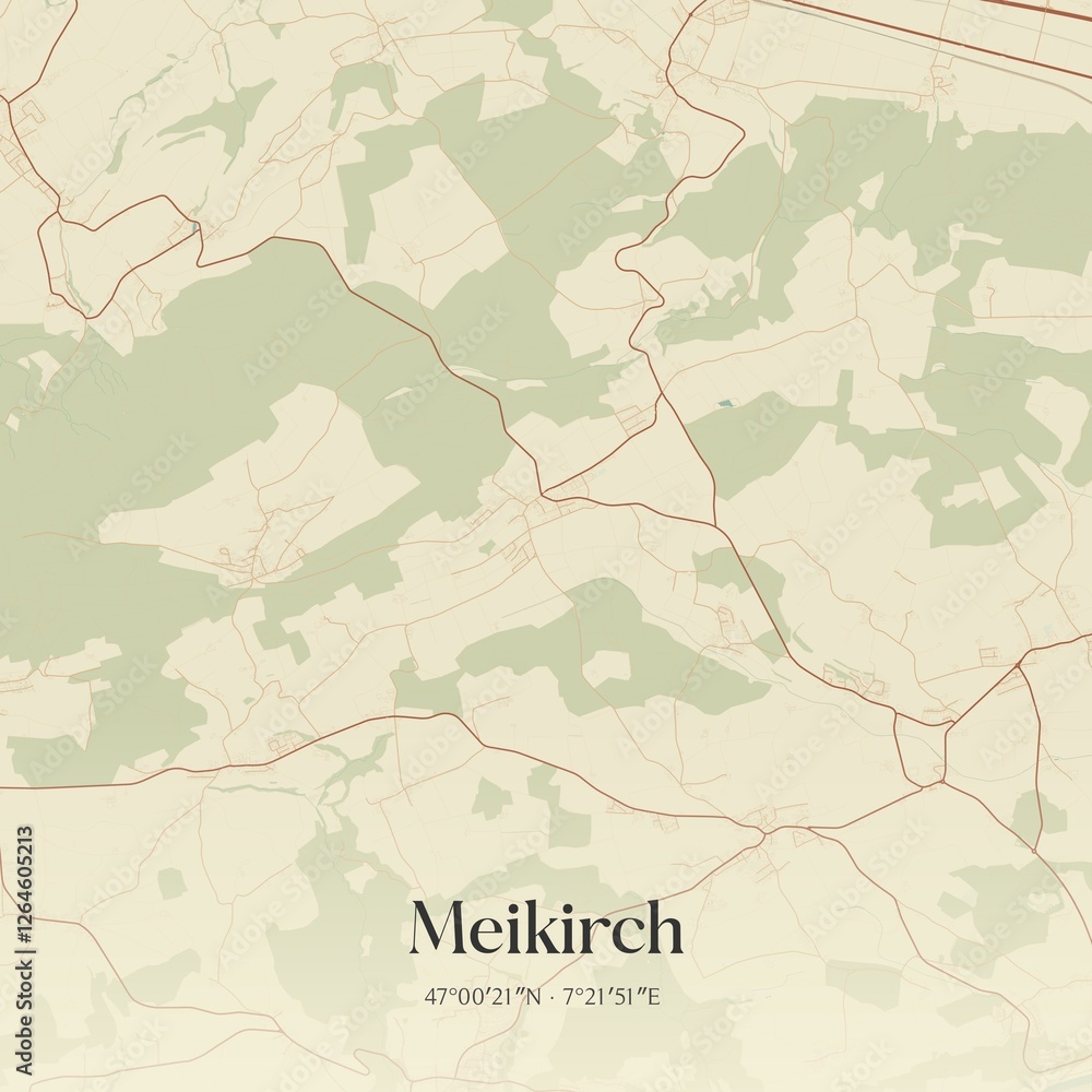 Fototapeta premium Vintage map of Meikirch, Switzerland.