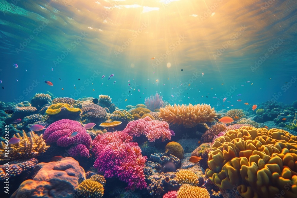 Fototapeta premium Beautiful corals underwater landscape outdoors nature ocean.