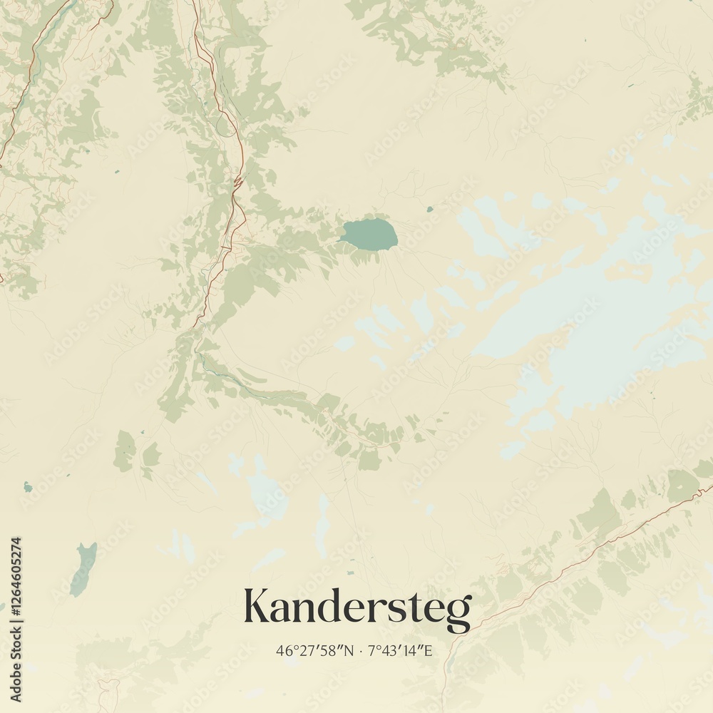 Fototapeta premium Vintage map of Kandersteg, Switzerland.