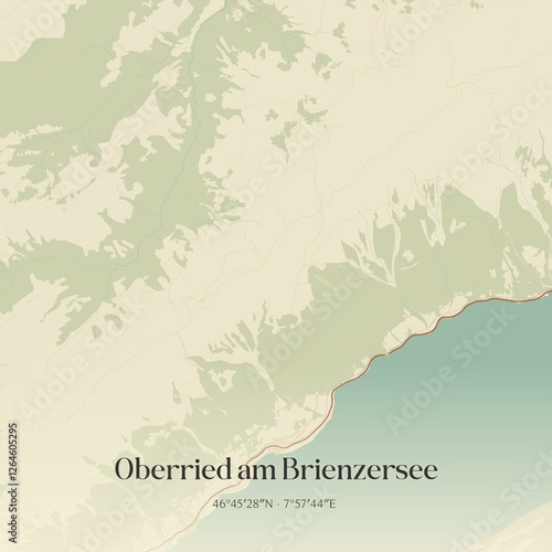 Vintage map of Oberried am Brienzersee, Switzerland. photo