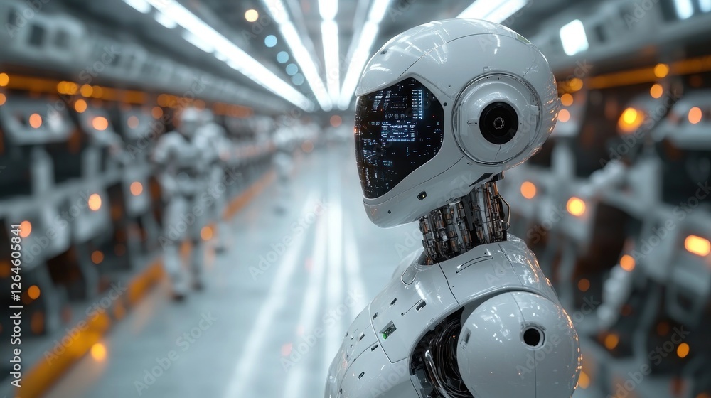 Fototapeta premium Futuristic Robot in a High-Tech Factory
