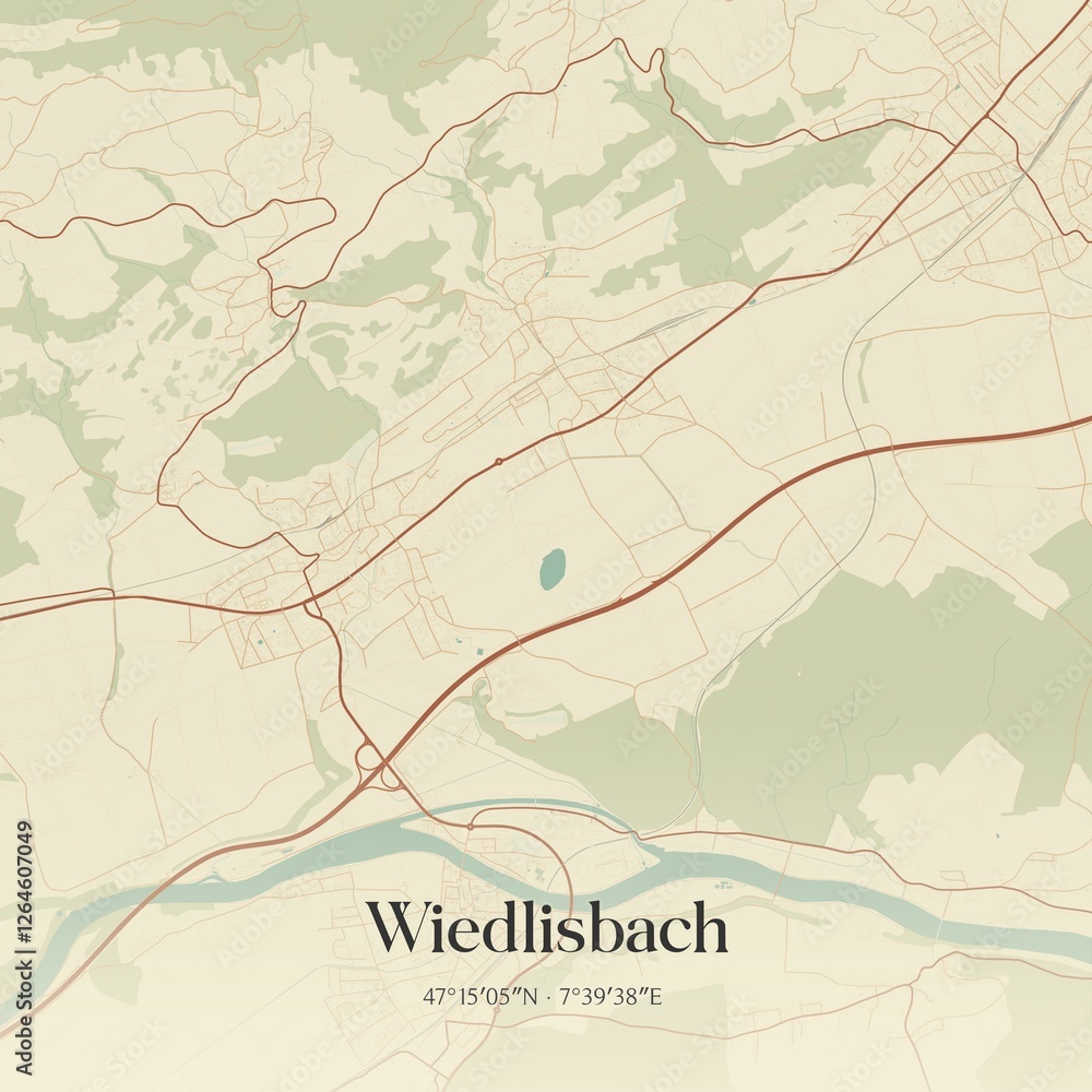 Fototapeta premium Vintage map of Wiedlisbach, Switzerland.