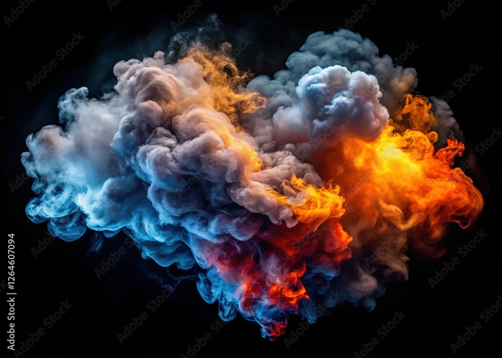 Obraz premium Swirling Smoke Clouds, Abstract Black Background, Dramatic Fog, Atmospheric Haze, Dark Smoke Texture