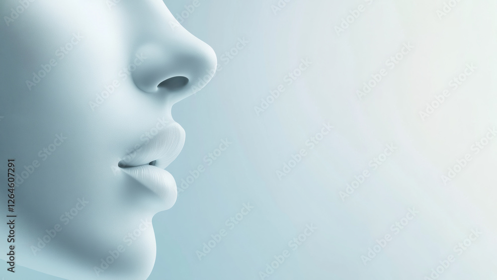 Soft features of a profile against a gentle background Soft features of a profile against a gentle background