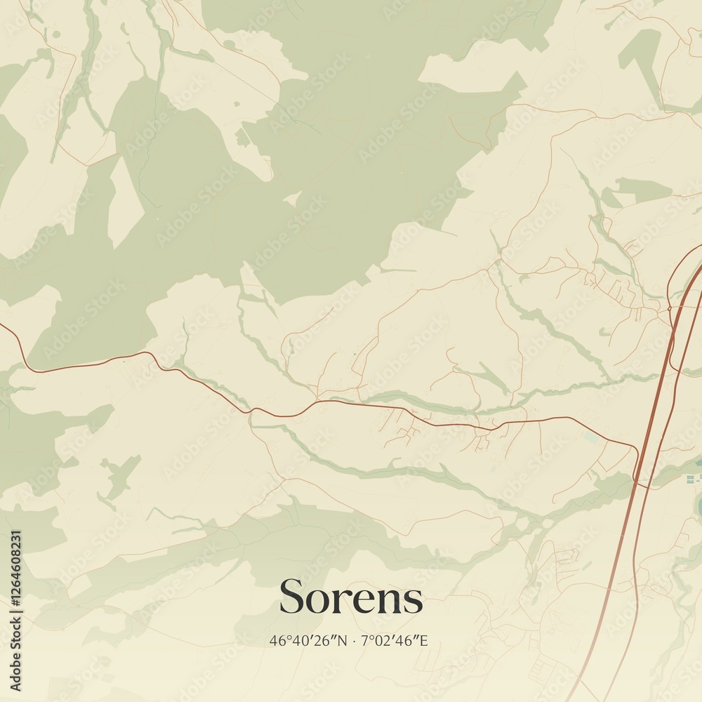 Obraz premium Vintage map of Sorens, Switzerland.