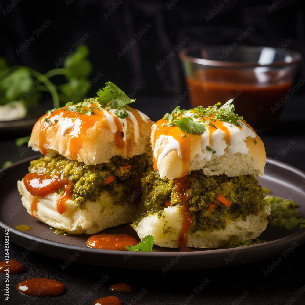 Indian specially maharashtrian street food called vada pav. Indian specially maharashtrian street food called vada pav.