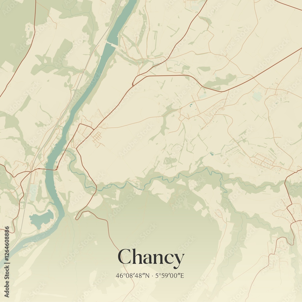 Fototapeta premium Vintage map of Chancy, Switzerland.