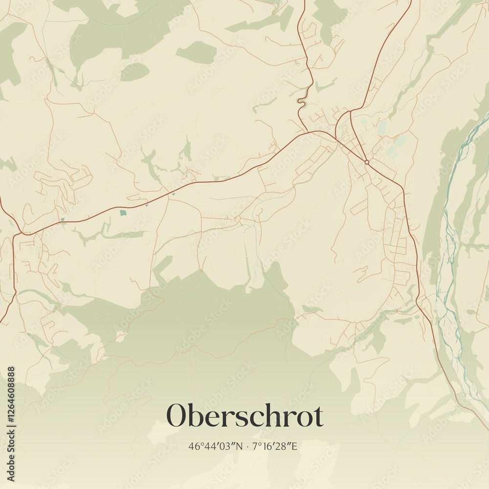 Obraz premium Vintage map of Oberschrot, Switzerland.