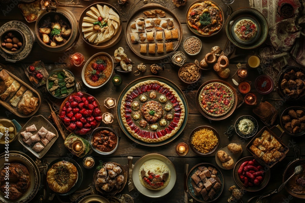 Abundant Festive Food Table Feast Delicious Dishes Abundant Festive Food Table Feast Delicious Dishes