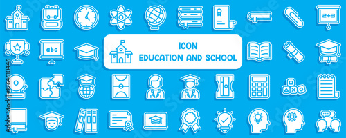 Minimalist Education and School Icons: Clear, Simple Symbols Representing Learning and Development.