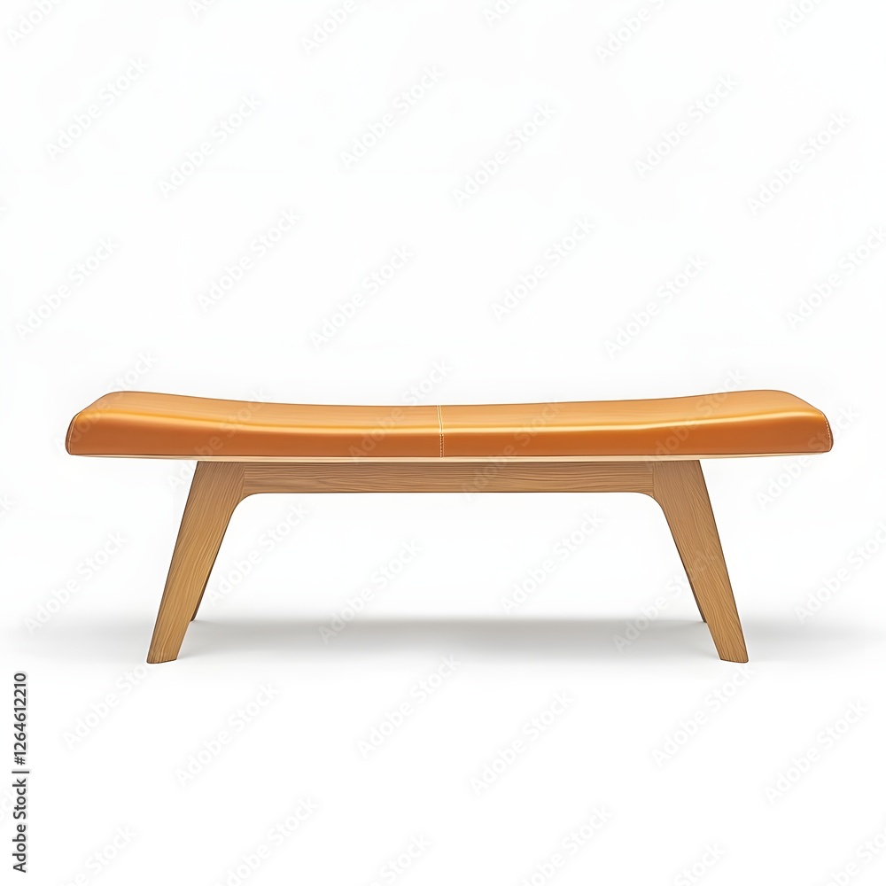 Minimalist Wooden Bench with Leather Seat for Contemporary Interiors Minimalist Wooden Bench with Leather Seat for Contemporary Interiors