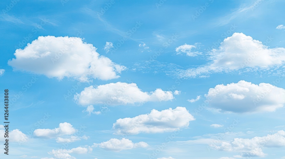 Fototapeta premium Vivid Blue Sky With Fluffy White Clouds