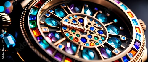 Wallpaper Mural A close up of a luxurious watch face embellished with colorful stones capturing attention with elegance and style in every detail Torontodigital.ca