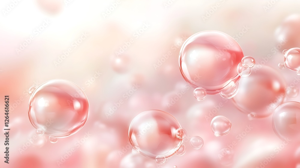 Pink Bubbles Floating in Soft Light Background Pink Bubbles Floating in Soft Light Background