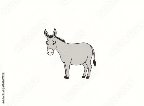 an image of a donkey standing in the middle of a white background, there is a donkey that is standing in the middle of the picture photo