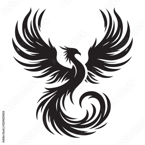 Eternal Phoenix silhouette emphasizing immortality and mythology - Phoenix illustration - Phoenix vector - mythical creature silhouette
