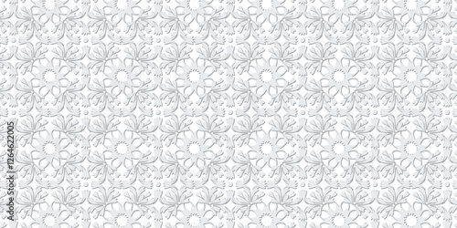 Subtle Grey Geometric Ornate Seamless Wallpaper Background