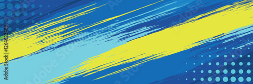 Abstract Brush Background with Sporty Style and Halftone Effect. Brush Stroke Illustration for Banner, Poster, or Sports Background. Scratch and