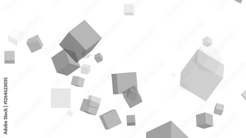 white background with geometric shapes decoration floating flying spinning cubes white background with geometric shapes decoration floating flying spinning cubes