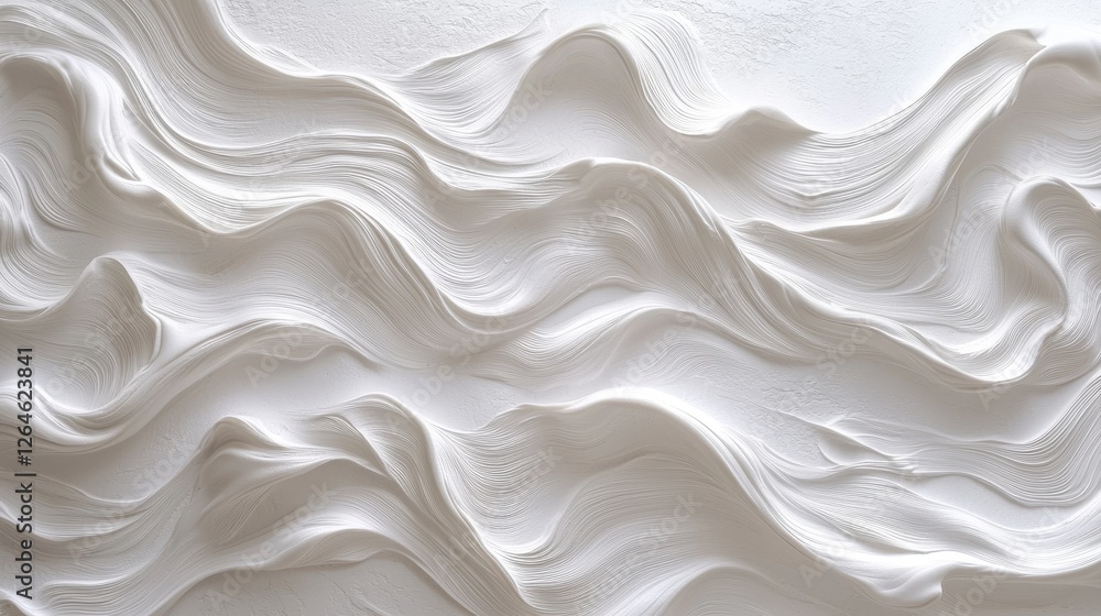Obraz premium Close-up Shot of Textured White Wall with Wavy Lines for Modern Decor or Artistic Background