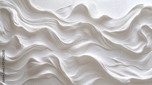 Close-up Shot of Textured White Wall with Wavy Lines for Modern Decor or Artistic Background