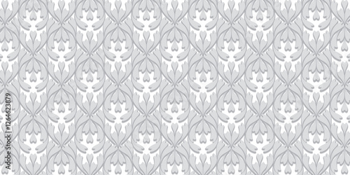 Subtle Grey Geometric Ornate Seamless Wallpaper Background