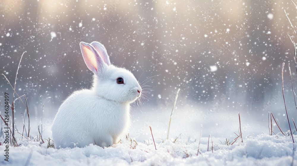Winter Wonderland , A White Rabbit in the Snow Winter Wonderland , A White Rabbit in the Snow