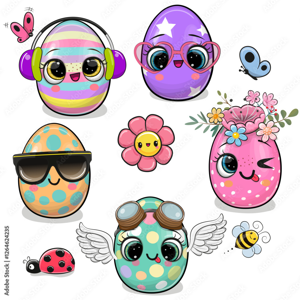 Fototapeta premium Cute Cartoon Eggs