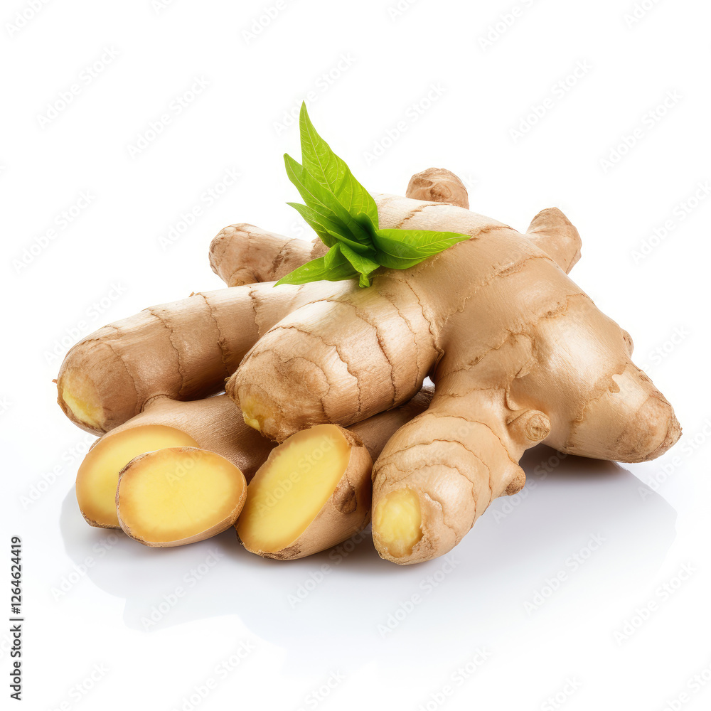 Fototapeta premium Fresh ginger root isolated on white background.