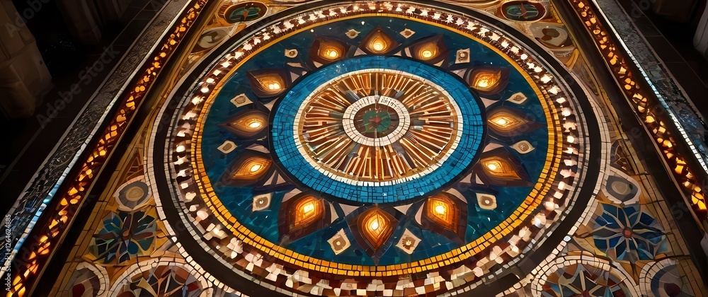 Intricate mosaics on the floor of an ancient cathedral showcasing colorful patterns that tell stories of history and craft Intricate mosaics on the floor of an ancient cathedral showcasing colorful patterns that tell stories of history and craft