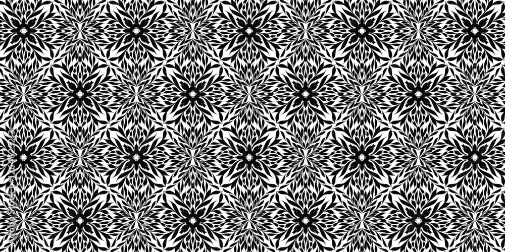 Obraz premium Unique Black and White Ornate Geometric Damask Pattern