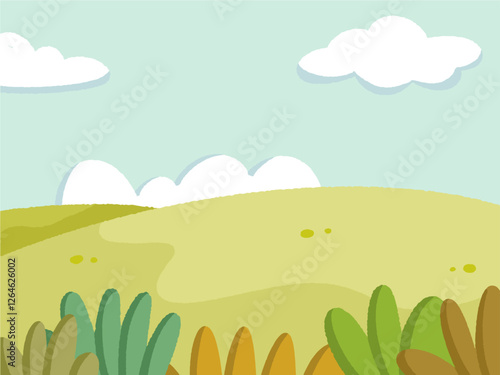 cute colorful flat illustration of nature background and landscape for daycare and nursery wallpaper