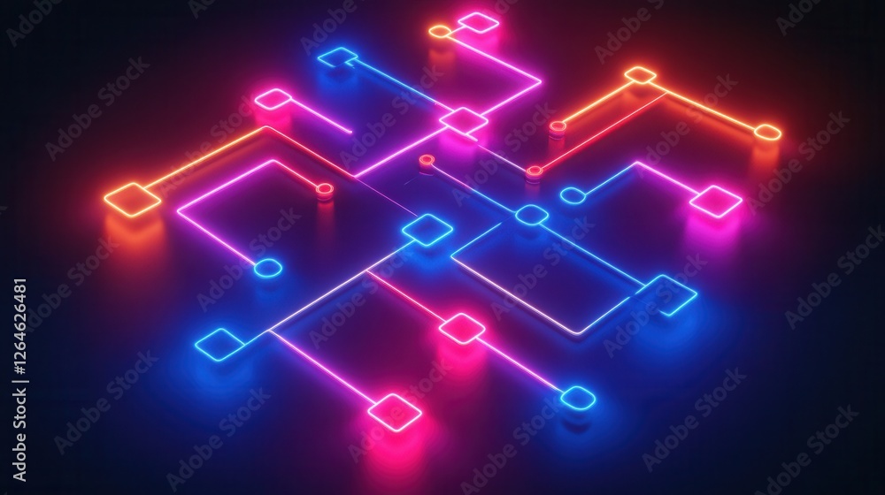 Neon Financial Flowchart, vibrant animated design illustrating financial processes with glowing elements and dynamic movement, engaging and modern Neon Financial Flowchart, vibrant animated design illustrating financial processes with glowing elements and dynamic movement, engaging and modern