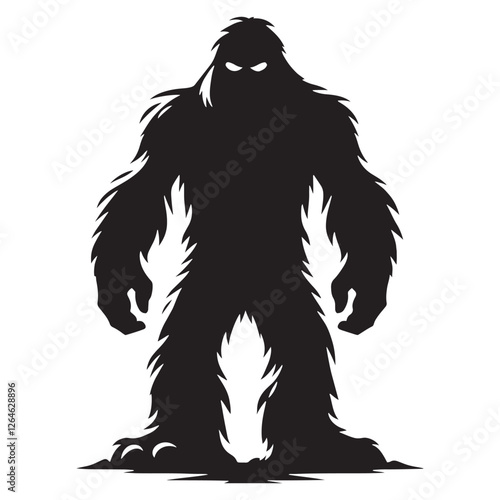 Classic Yeti silhouette capturing the essence of cryptid folklore - Yeti illustration - Yeti vector - mythical creature silhouette
