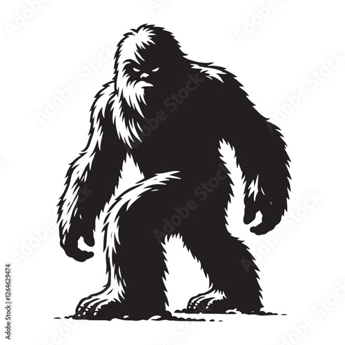 Artistic Yeti silhouette ideal for supernatural and mystical artwork - Yeti illustration - Yeti vector - mythical creature silhouette
