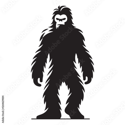 Savage Yeti silhouette embodying raw power and mysticism - Yeti illustration - Yeti vector - mythical creature silhouette
